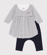 Vestido marinero y leggings de algodón para bebé