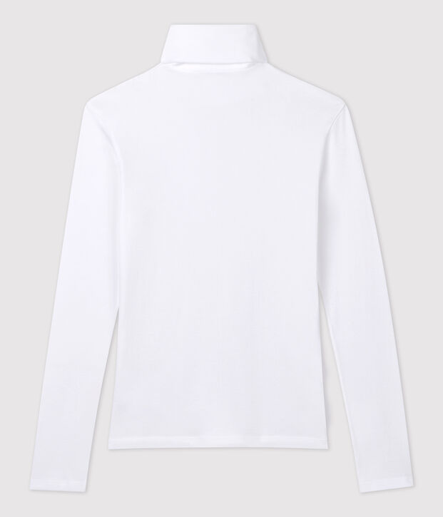 Camiseta de cuello alto emblem&aacute;tica de algod&oacute;n de mujer blanco