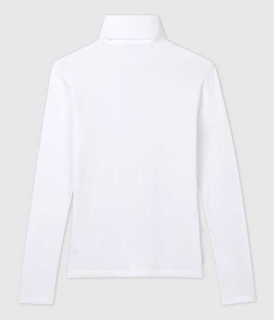 Camiseta de cuello alto emblemática de algodón de mujer blanco ECUME
