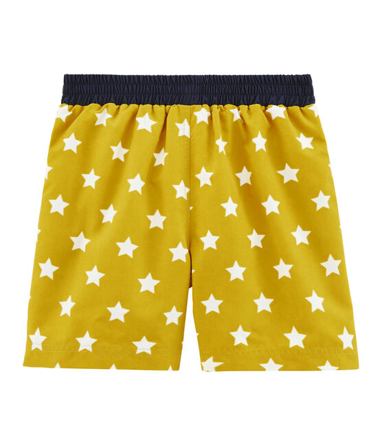 Shorts de playa infantiles para niño amarillo BAMBOO/blanco MARSHMALLOW
