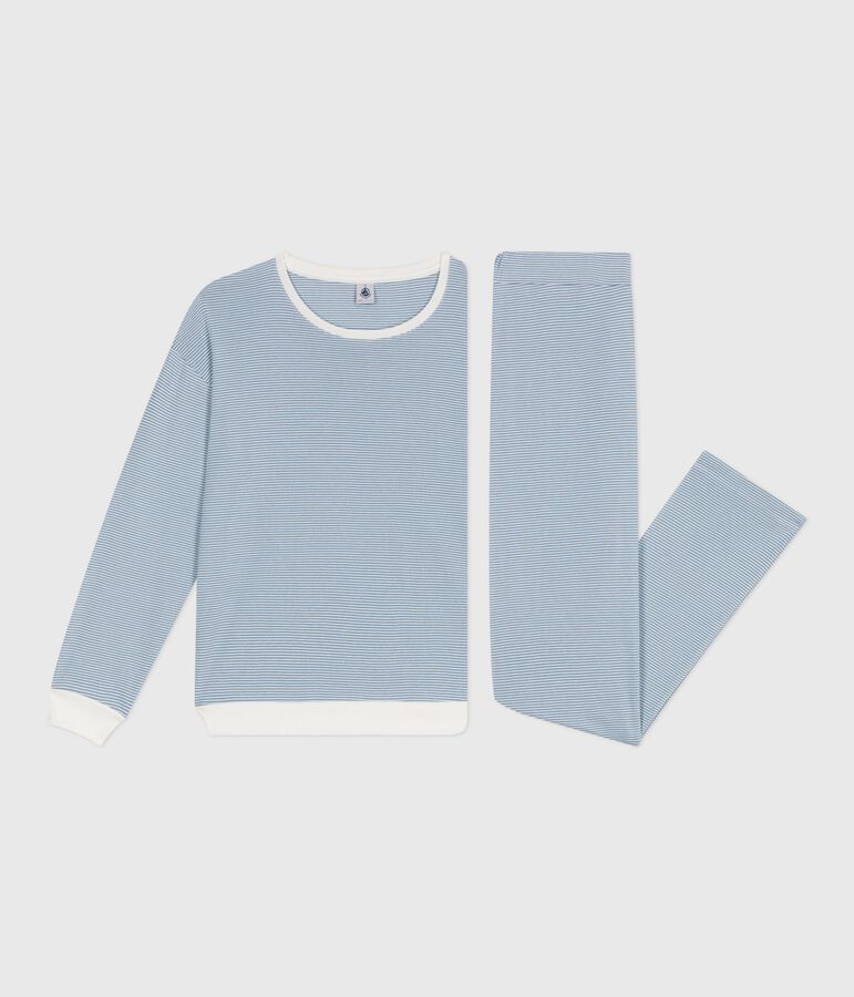 Pijama de algod&oacute;n a rayas para mujer ADRIATIC/ MARSHMALLOW