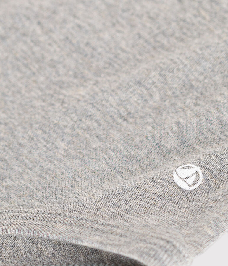 Body de manga larga con cuello de algod&oacute;n de beb&eacute; gris