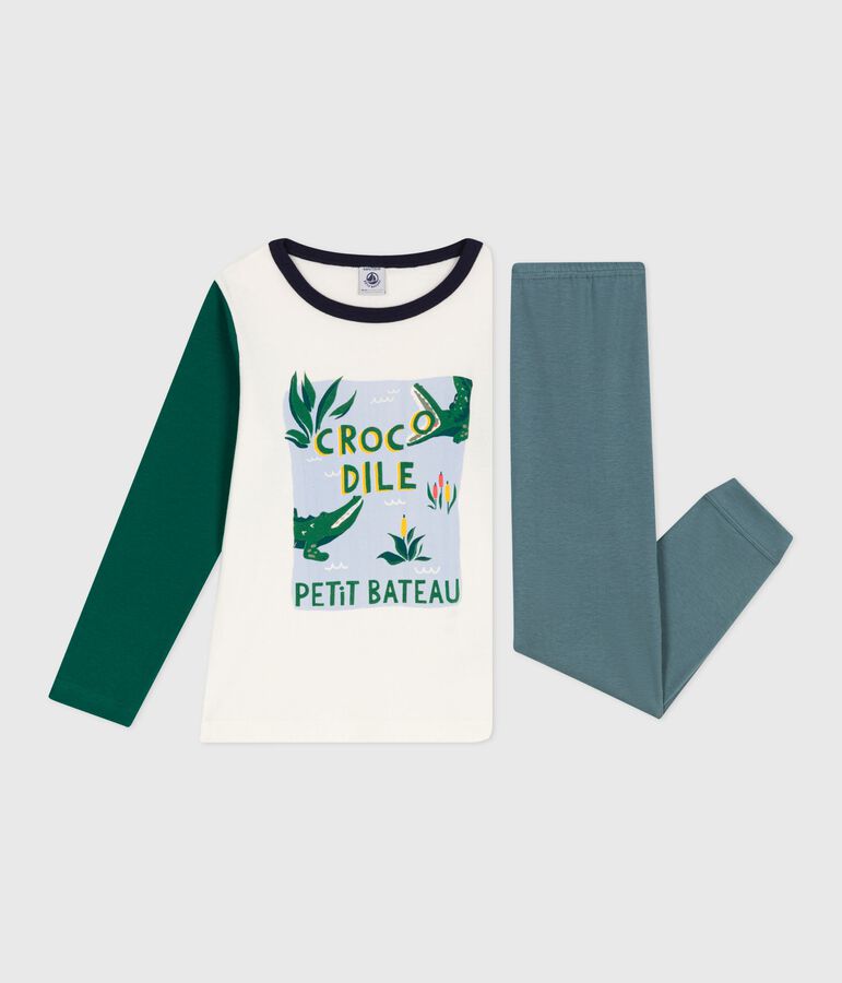 Pijama infantil de algod&oacute;n bicolor azul/multicolor