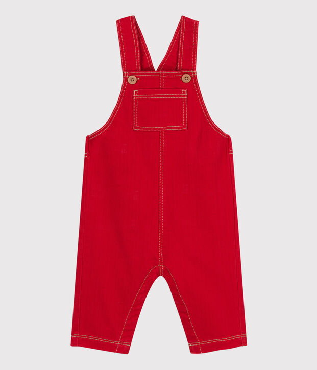 Peto largo de tejido denim para beb&eacute; rojo