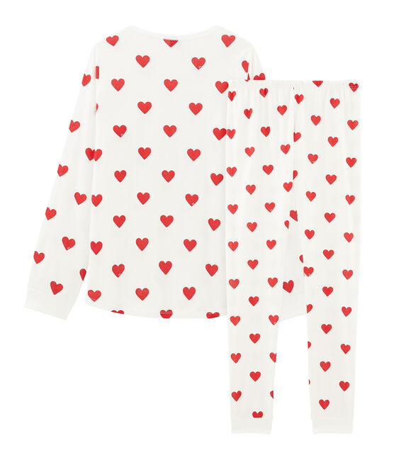 Pijama de punto para chica - chico blanco MARSHMALLOW/rojo TERKUIT