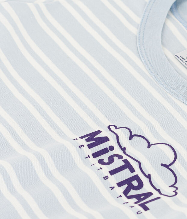 Camiseta de algod&oacute;n a rayas para ni&ntilde;o azul/blanco