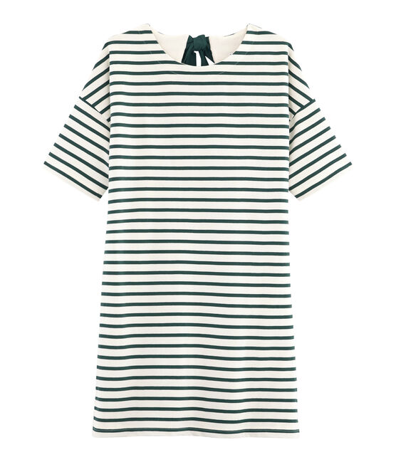 Vestido de manga corta para mujer beige COQUILLE/verde SOUSBOIS