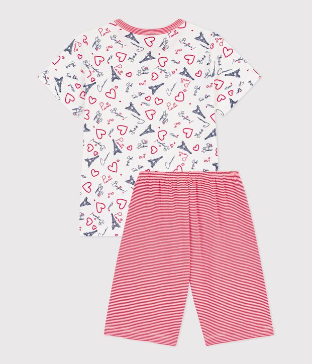 Pijama infantil semicorto de algod&oacute;n con estampado de Par&iacute;s blanco/multicolor