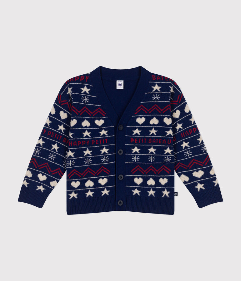 C&aacute;rdigan jacquard de lana y algod&oacute;n para ni&ntilde;o azul/multicolor