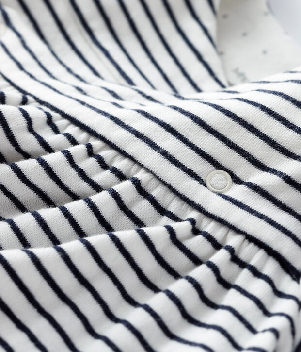 Vestido a rayas de t&uacute;bico con manga larga para beb&eacute; para ni&ntilde;a blanco/azul