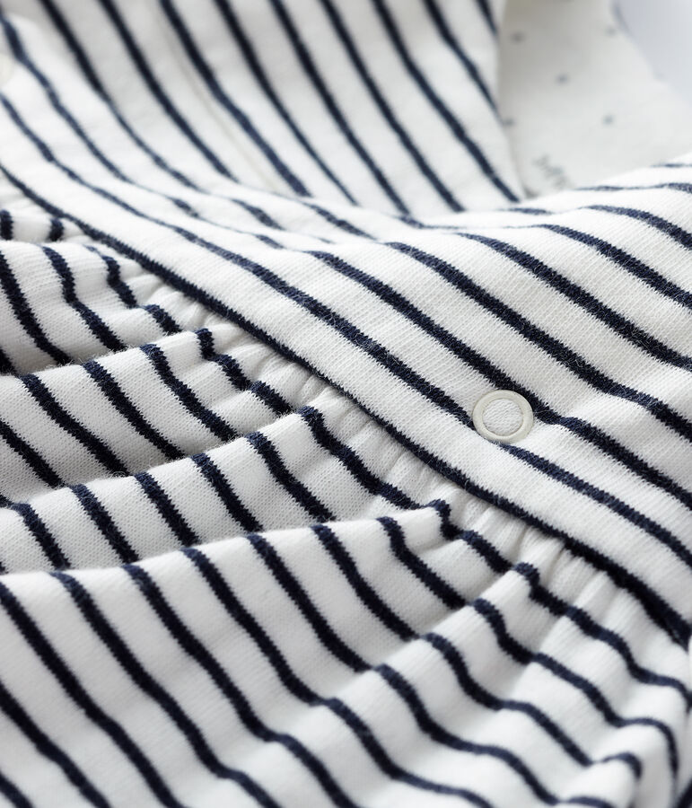 Vestido a rayas de t&uacute;bico con manga larga para beb&eacute; para ni&ntilde;a blanco/azul