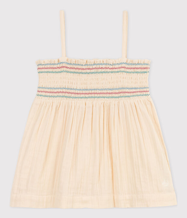 Blusa sin mangas de gasa de algod&oacute;n para ni&ntilde;a crudo