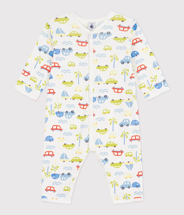 Pijama sin pies de algod&oacute;n con estampado de coches para beb&eacute; blanco/multicolor