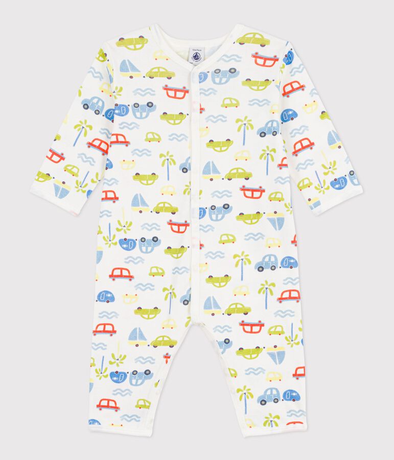 Pijama sin pies de algod&oacute;n con estampado de coches para beb&eacute; blanco MARSHMALLOW/blanco MULTICO