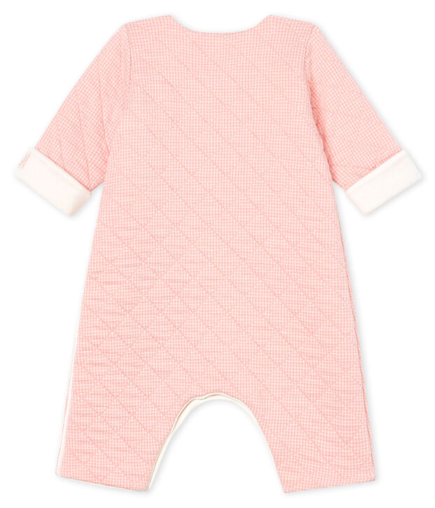 Mono largo para beb&eacute; de t&uacute;bico acolchado rosa/blanco
