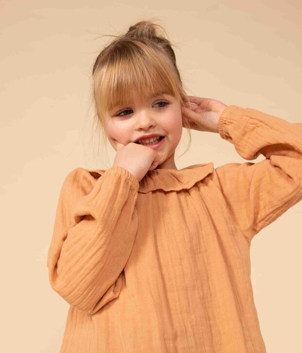 Blusa de gasa de algod&oacute;n para ni&ntilde;a rosa