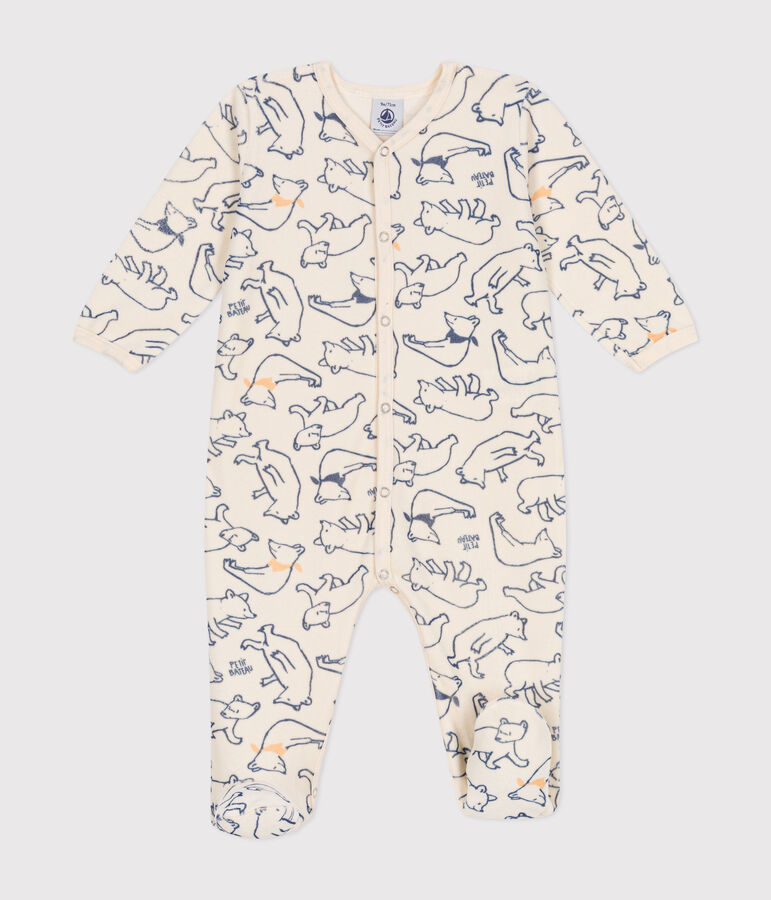 Pelele de terciopelo para beb&eacute; crudo/azul/multicolor