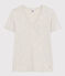 Camiseta La Icónica lisa de algodón con cuello de pico para mujer gris BELUGA CHINE