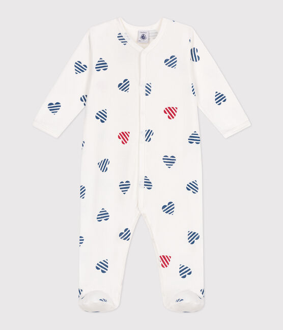 Pijama de algodón con corazones para bebé blanco MARSHMALLOW/blanco MULTICO