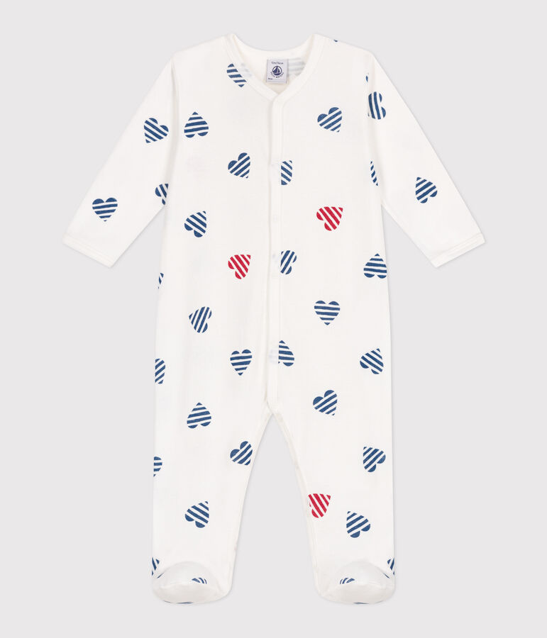 Pijama de algod&oacute;n con corazones para beb&eacute; blanco/multicolor
