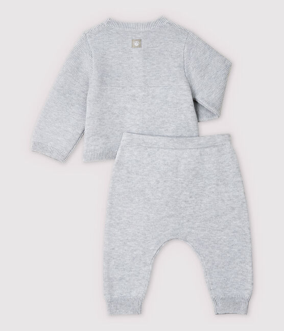 Conjunto de 2 prendas grises de bebé en punto de algodón ecológico gris POUSSIERE CHINE