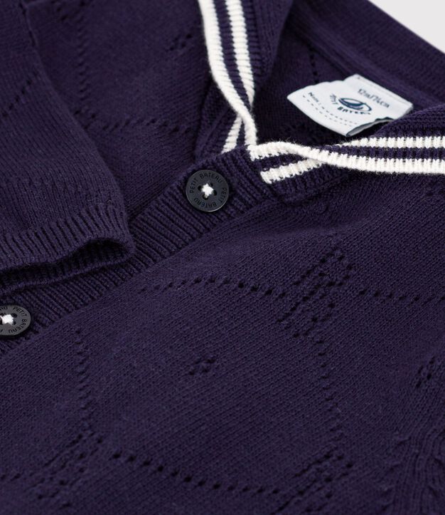 C&aacute;rdigan de algod&oacute;n calado con cuello marinero para beb&eacute; SOIR