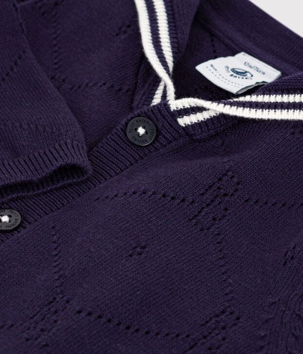 C&aacute;rdigan de algod&oacute;n calado con cuello marinero para beb&eacute; SOIR