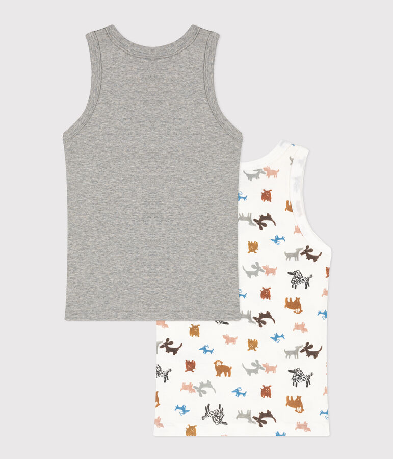 Juego de 2 camisetas de tirantes de algod&oacute;n con perro para ni&ntilde;o multicolor