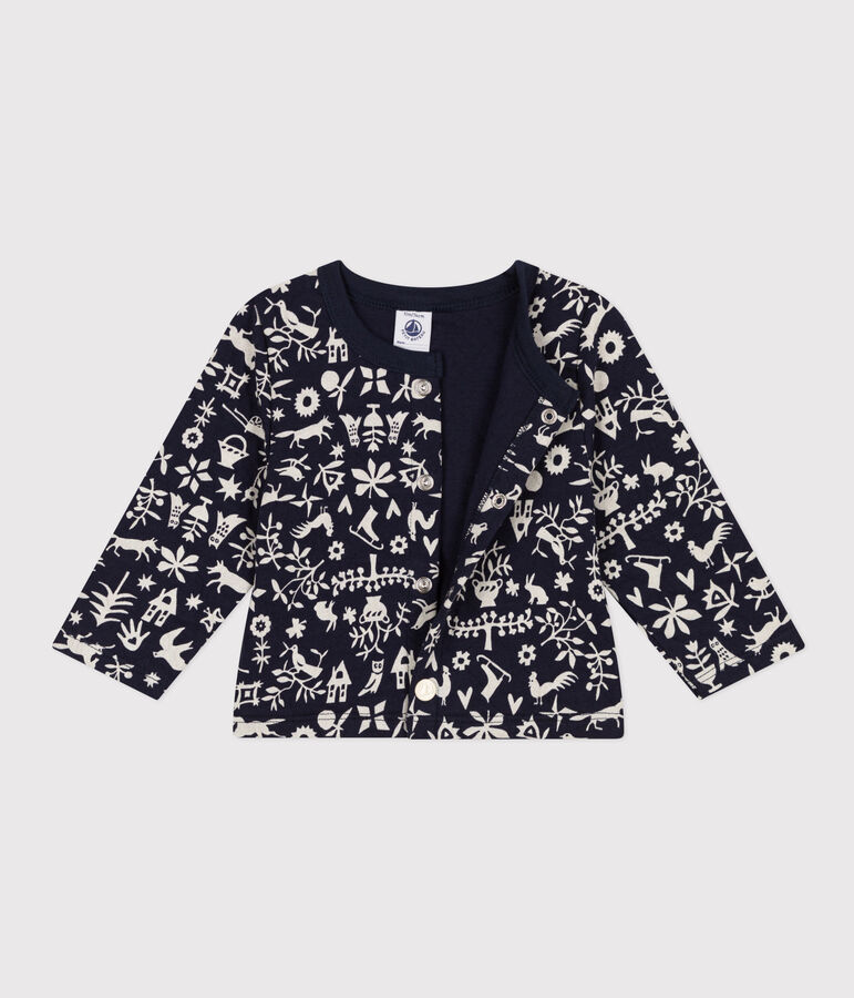 C&aacute;rdigan estampado de t&uacute;bico acolchado para beb&eacute; azul/crudo