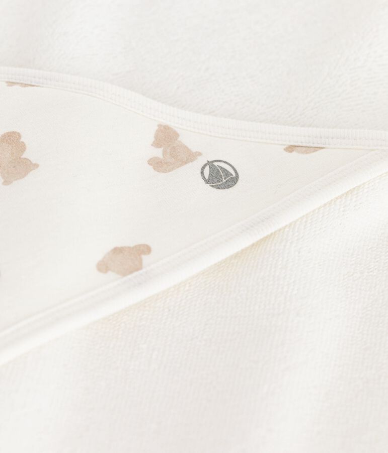 Capa de ba&ntilde;o de algod&oacute;n para beb&eacute; blanco/BRUN