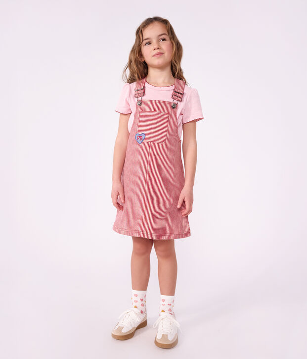 Pichi infantil de algod&oacute;n a rayas rosa/rosa