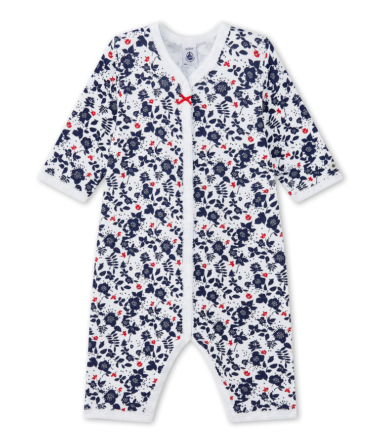 Pijama sin pies en t&uacute;bico estampado para beb&eacute; ni&ntilde;a blanco/multicolor