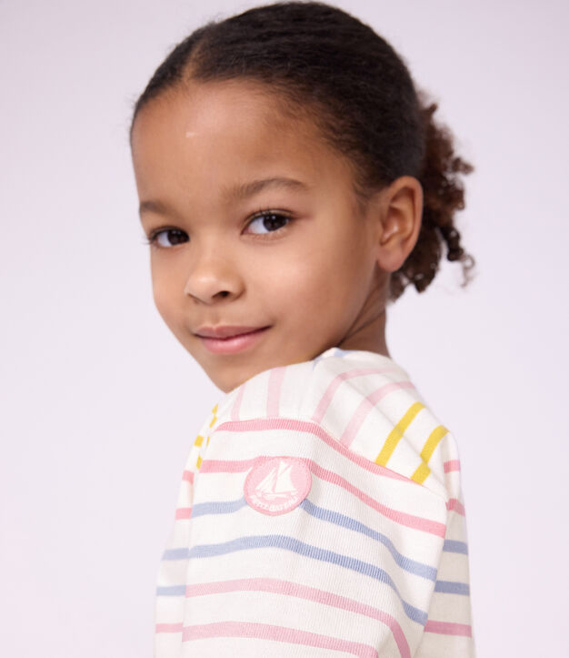Marinera infantil de algod&oacute;n blanco/multicolor