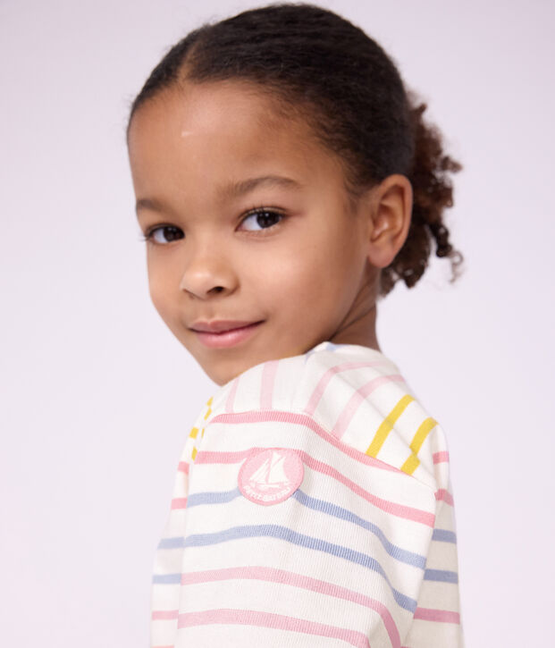 Marinera infantil de algod&oacute;n blanco/multicolor
