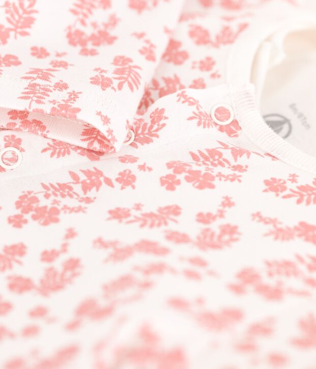 Conjunto de 3 piezas de beb&eacute; con estampado de Hawai de algod&oacute;n ecol&oacute;gico blanco/rosa
