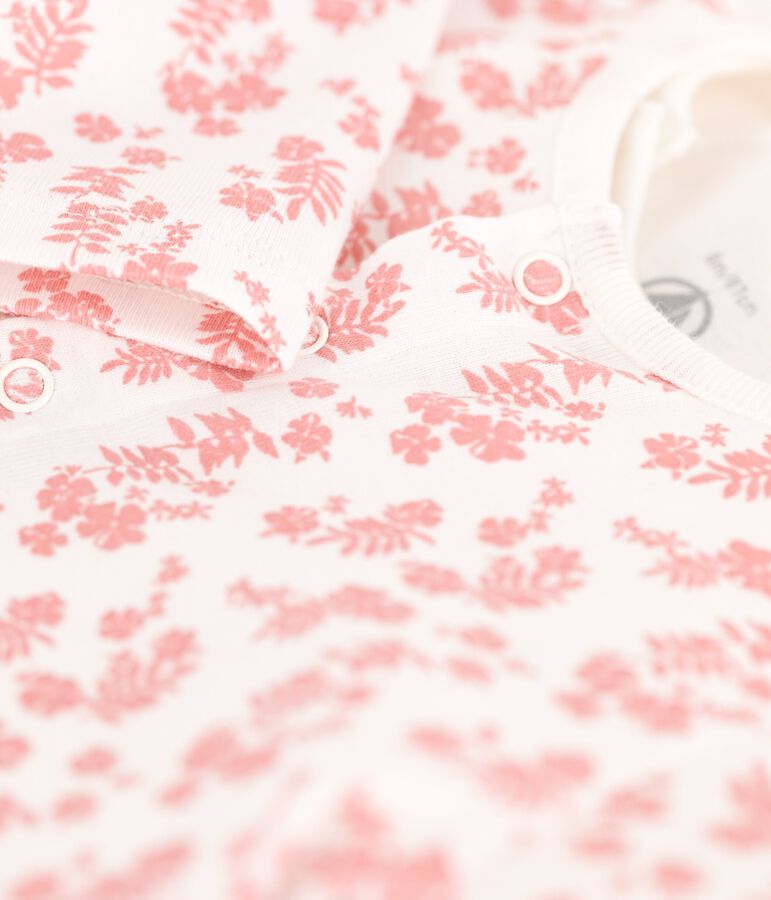 Conjunto de 3 piezas de beb&eacute; con estampado de Hawai de algod&oacute;n ecol&oacute;gico blanco/rosa