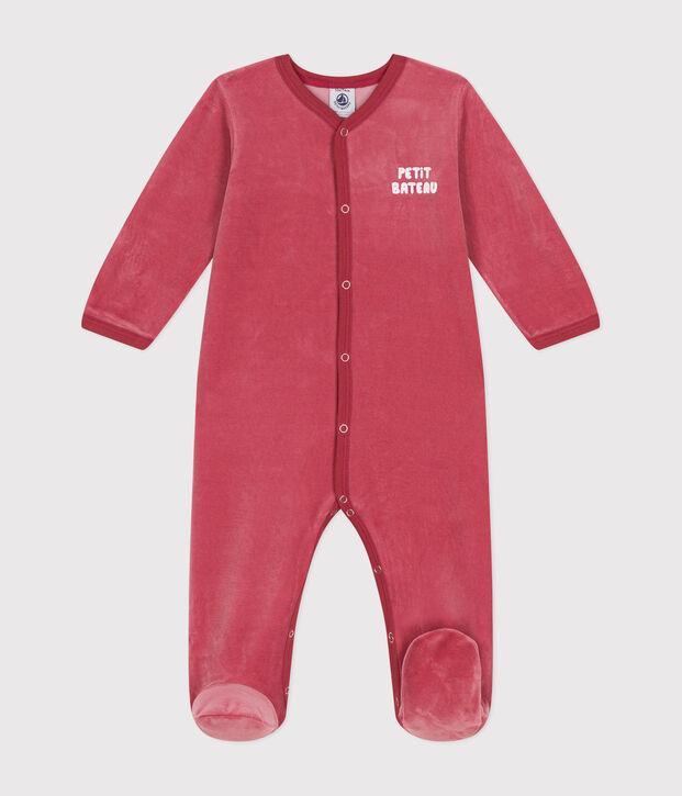 Pelele de terciopelo para beb&eacute; rosa