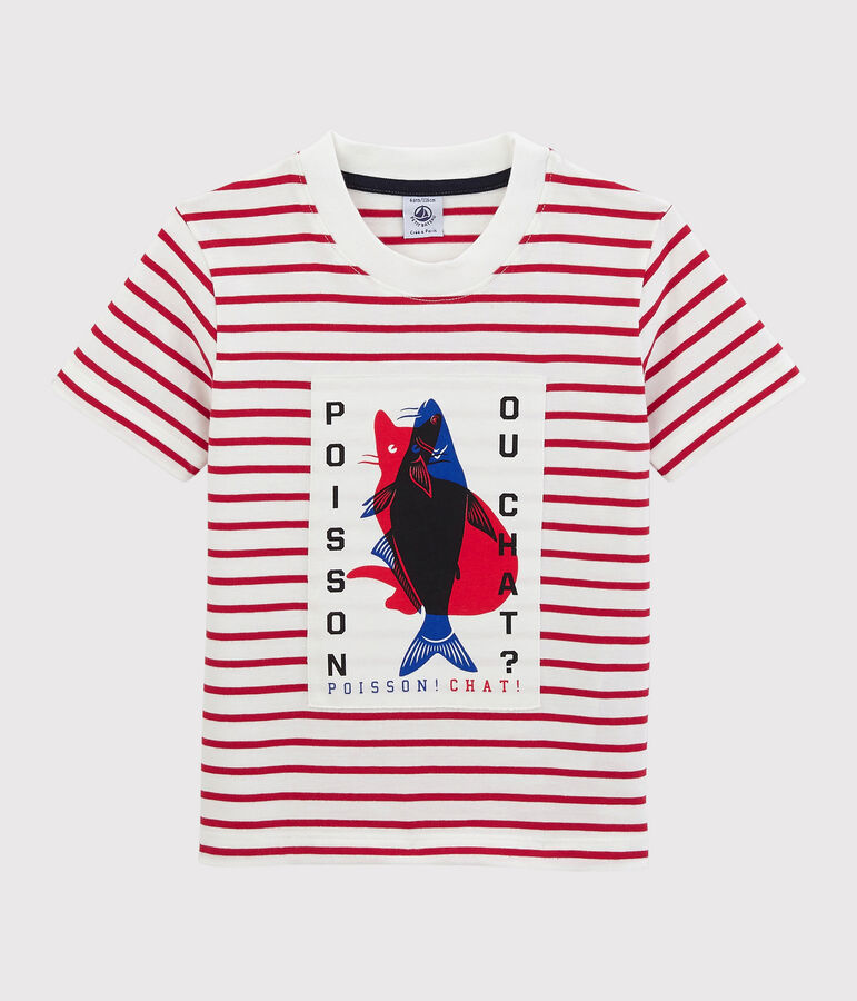 Camiseta de manga corta de punto de ni&ntilde;o blanco MARSHMALLOW/rojo TERKUIT