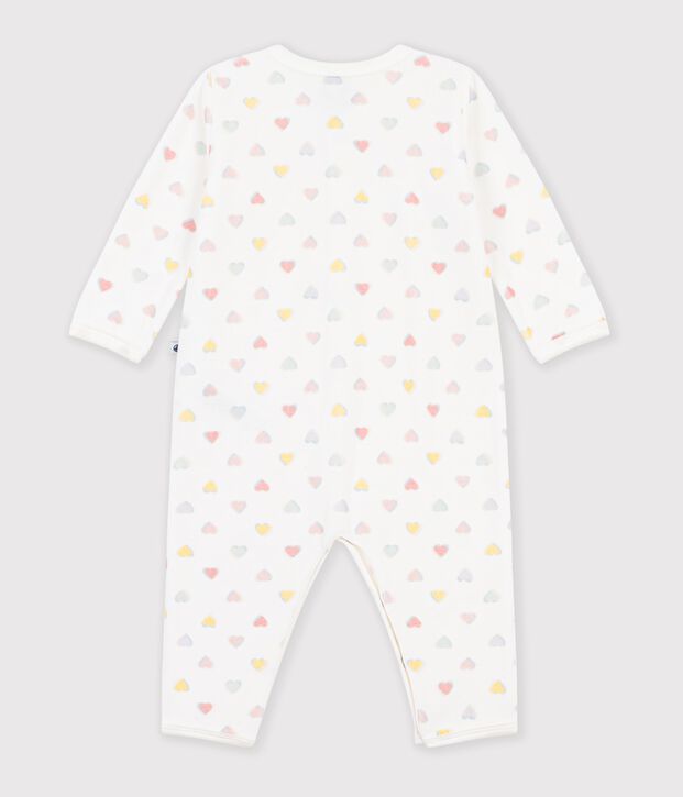 Pijama de terciopelo sin pies con estampado de corazones para beb&eacute; blanco/multicolor