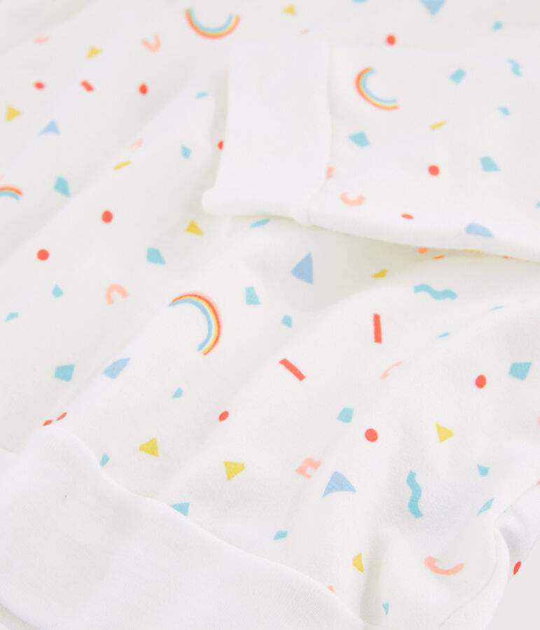 Pijama con estampado de confetis de ni&ntilde;a de felpa blanco MARSHMALLOW/blanco MULTICO