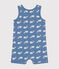 Mono corto de algodón con estampado de ballena para bebé azul BEACH/ MARSHMALLOW