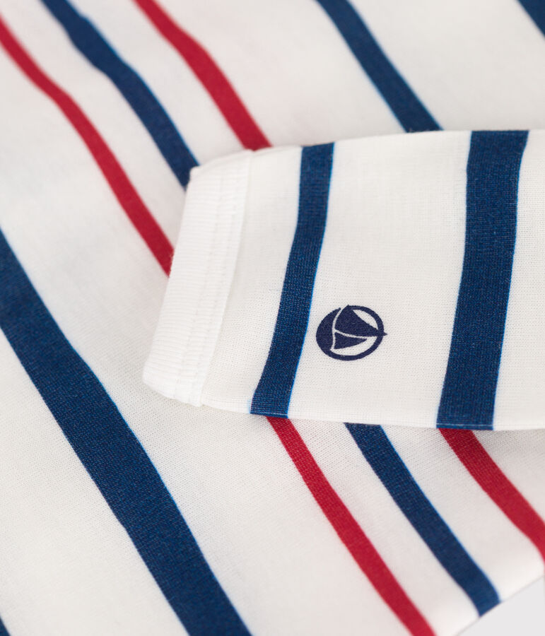 Pijama de algod&oacute;n a rayas con abertura trasera para beb&eacute; blanco/azul/multicolor