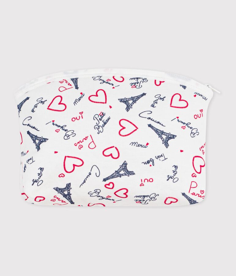 Bolsa de mano de algod&oacute;n con estampado de Par&iacute;s para beb&eacute; blanco MARSHMALLOW/blanco MULTICO