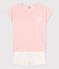 Pijama rosa de algodón orgánico de chica rosa MINOIS/blanco MULTICO