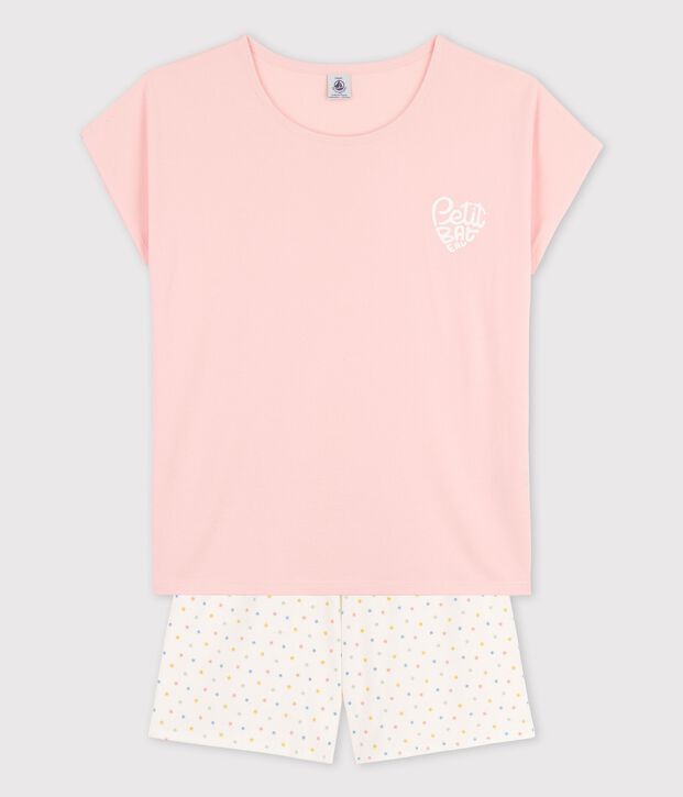 Pijama rosa de algod&oacute;n org&aacute;nico de chica rosa/multicolor