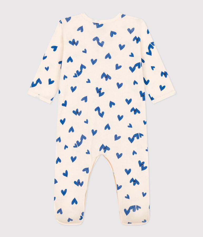 Pijama de algod&oacute;n con coraz&oacute;n azul para beb&eacute; crudo/multicolor