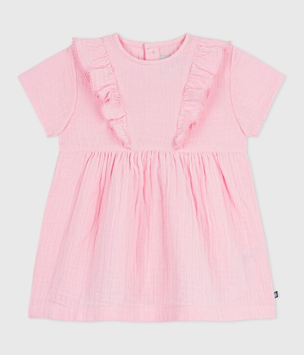 Vestido liso de algod&oacute;n de manga corta para beb&eacute; MARQUISE