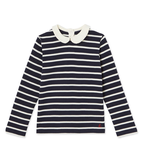 T-shirt fille manches longues rayé azul SMOKING/beige COQUILLE