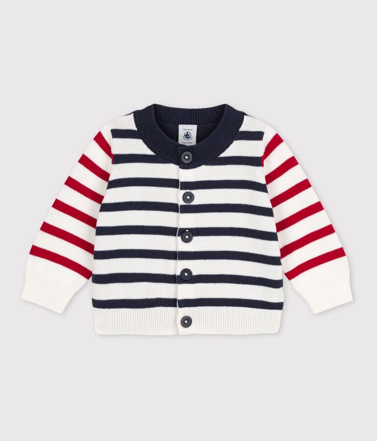 C&aacute;rdigan de punto tricotado de algod&oacute;n para beb&eacute; blanco MARSHMALLOW/blanco MULTICO