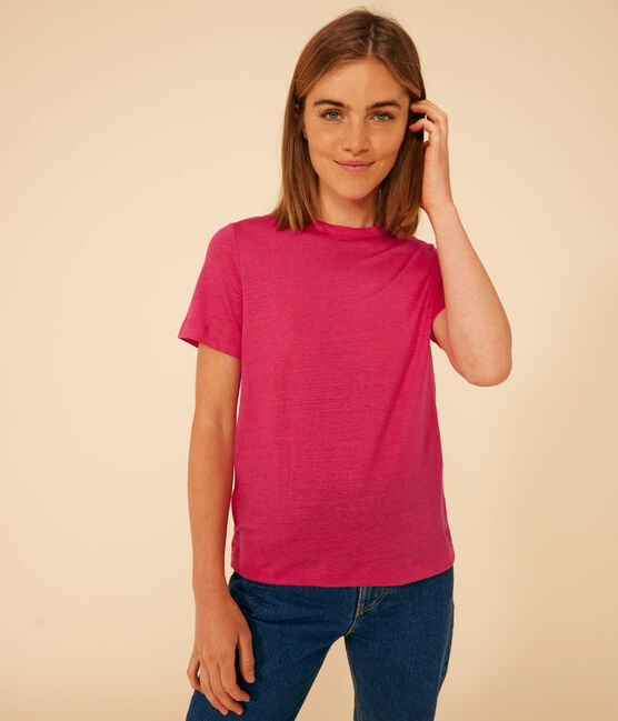 Camiseta, La Icónica de lino de mujer rosa DELHI